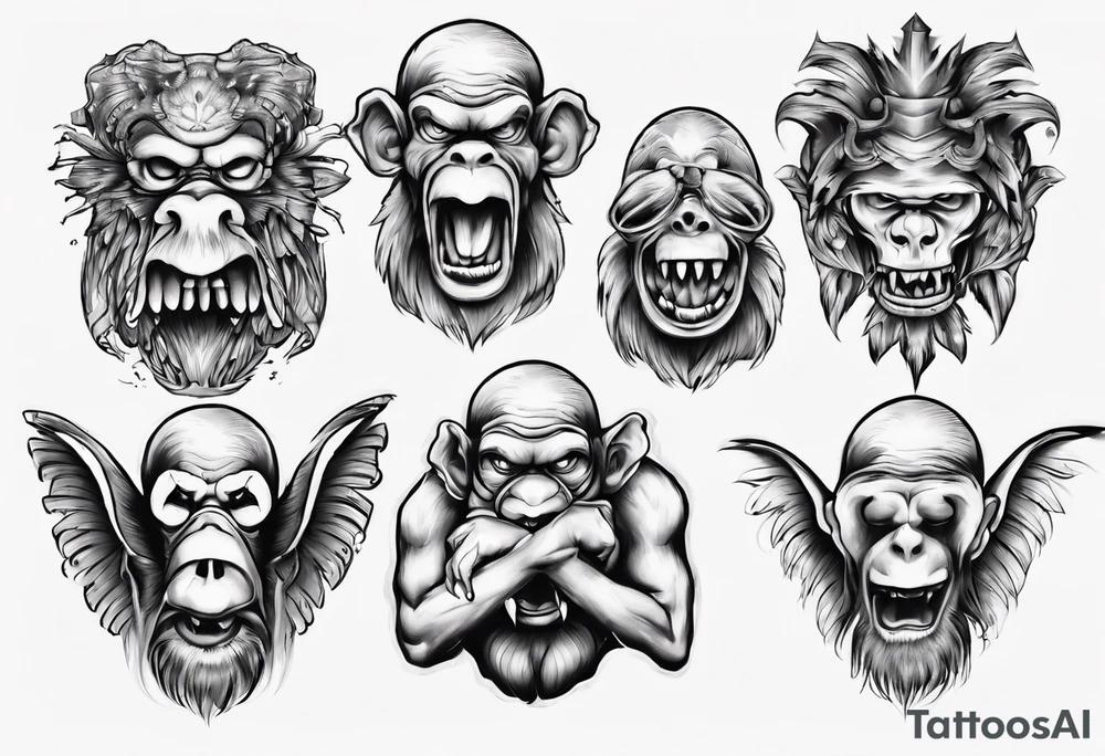 see no, hear no, speak no evil tattoo idea