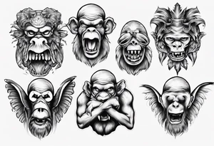 see no, hear no, speak no evil tattoo idea