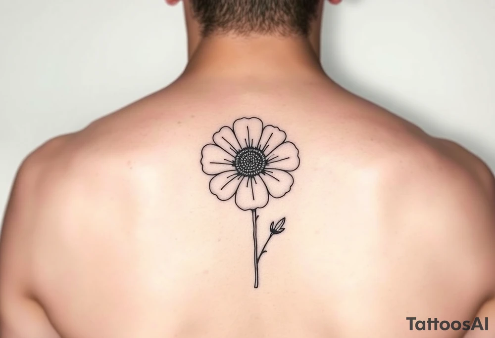 Minimalists marigold flower with g tattoo idea