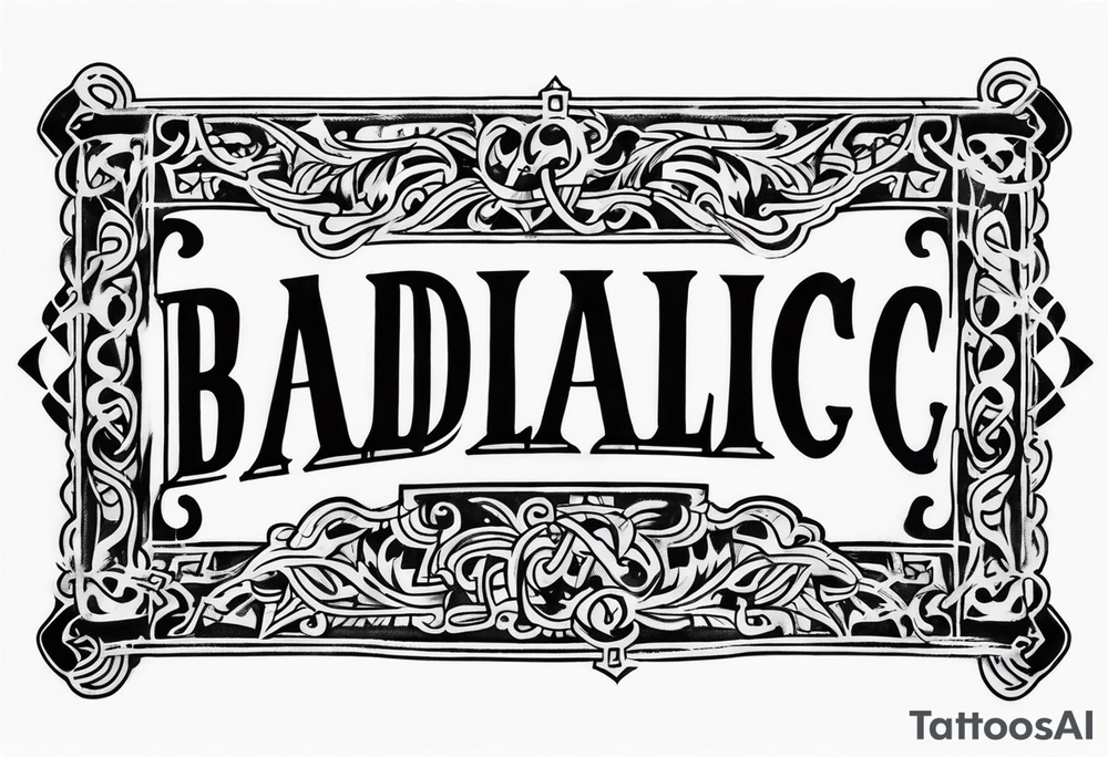 the word "BADILLAC" in old-school font tattoo idea