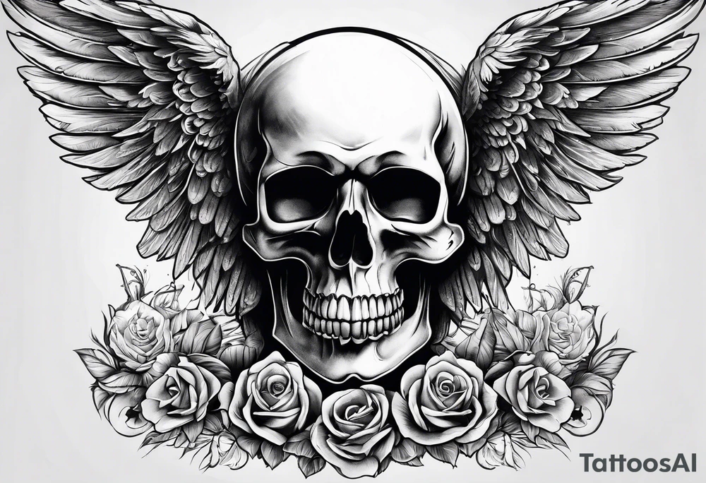 angel of death with a skull head tattoo idea