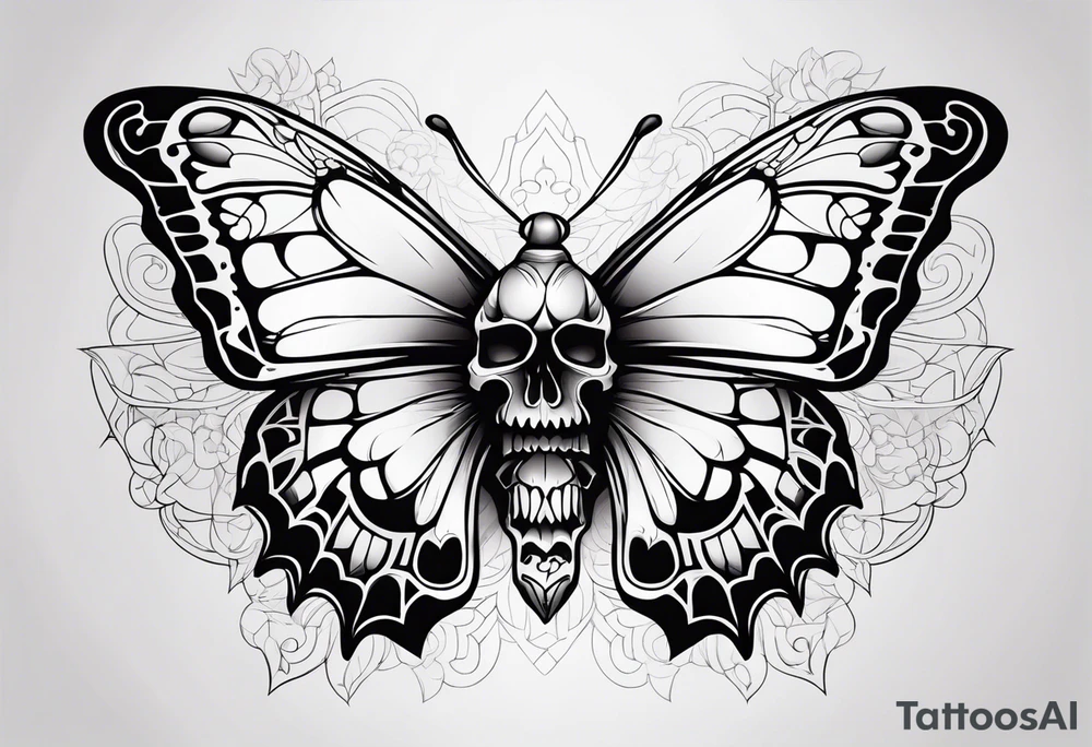 butterfly skull tattoo idea