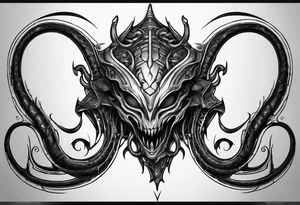 vel'koz backpiece with an alien spine tattoo idea
