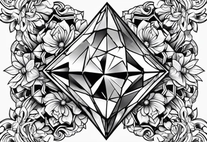 Big diamonds and flowers more diamonds tattoo idea