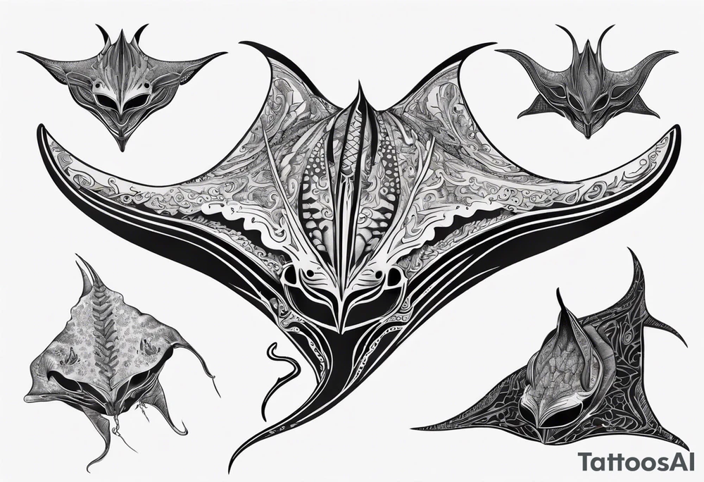Manta ray in thai tattoo idea