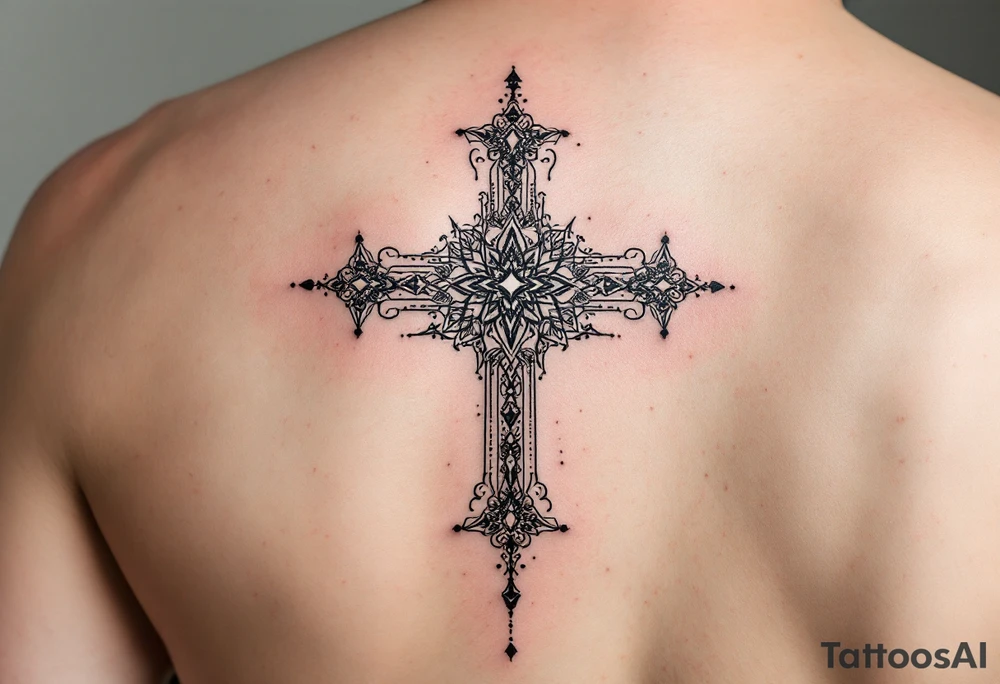 Cross with jewels tattoo idea