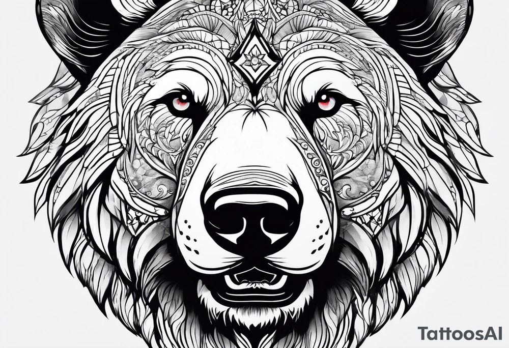 Bear face tattoo idea