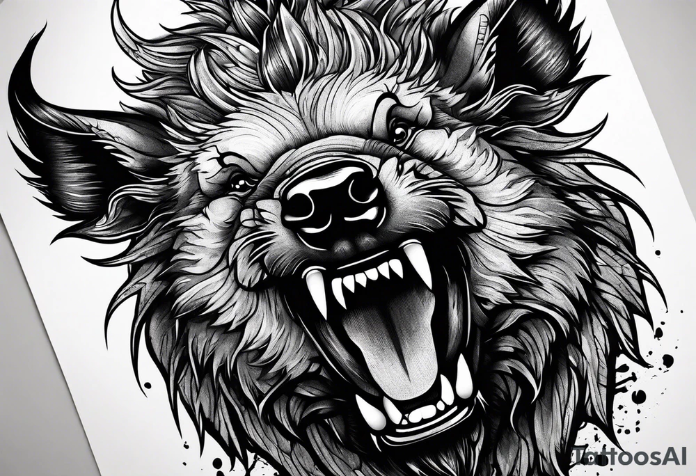angry boar front tattoo idea