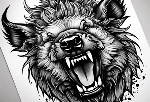 angry boar front tattoo idea