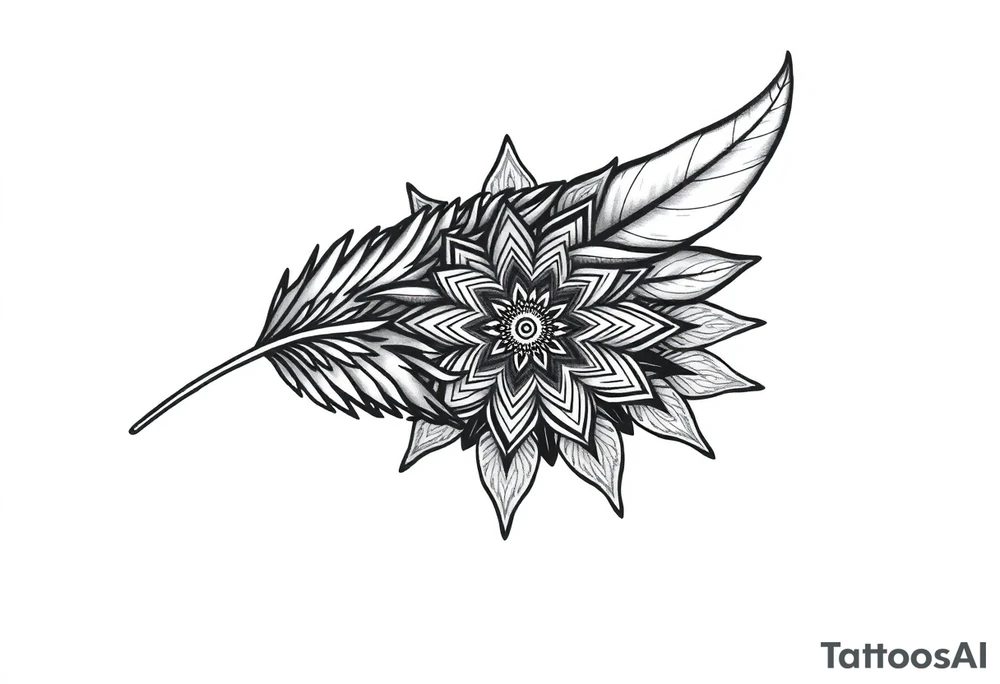 spiritual feather indian mandala shaman tattoo idea