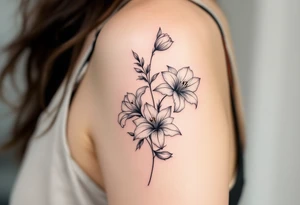 flower arrangement with spider lilies, tulip, cherry blossom tattoo idea