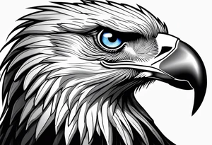 black and white eagle with blue eyes tattoo idea