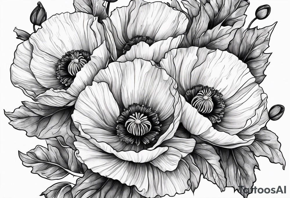 Poppy bouquet tattoo idea