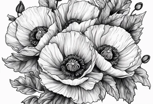 Poppy bouquet tattoo idea