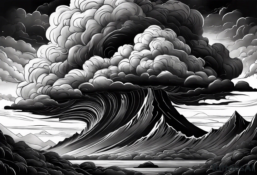 Heavy dark storm clouds tattoo idea