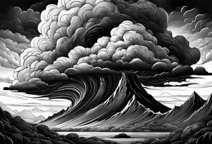 Heavy dark storm clouds tattoo idea