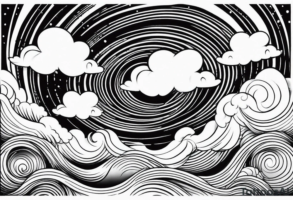 heaven clouds swirl vignette tattoo idea
