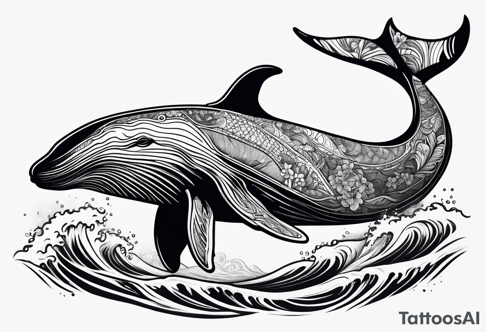 Hawaiian breaching whale tattoo idea