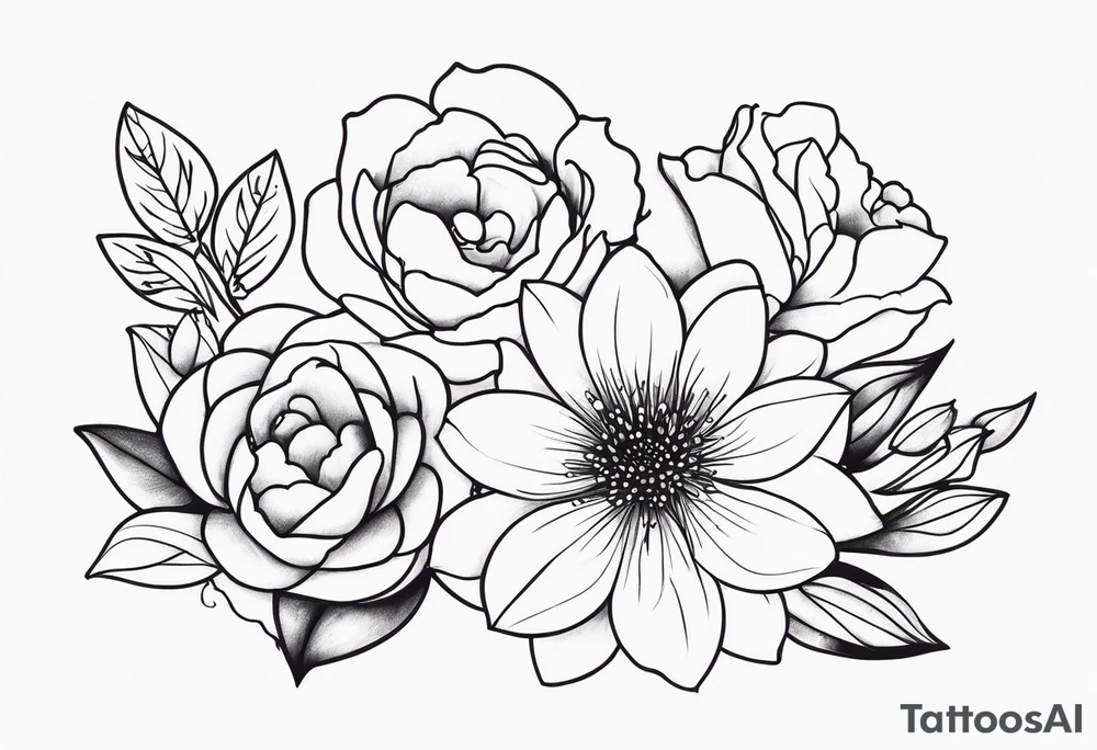 floral tattoo representing 3 kids tattoo idea