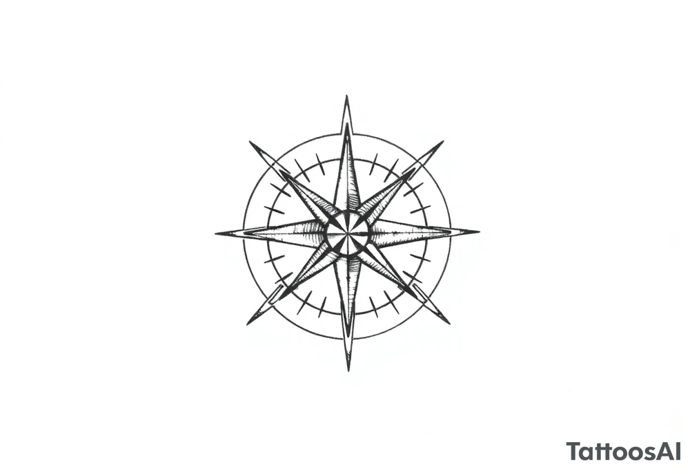 Simple Double layered compass rose tattoo idea