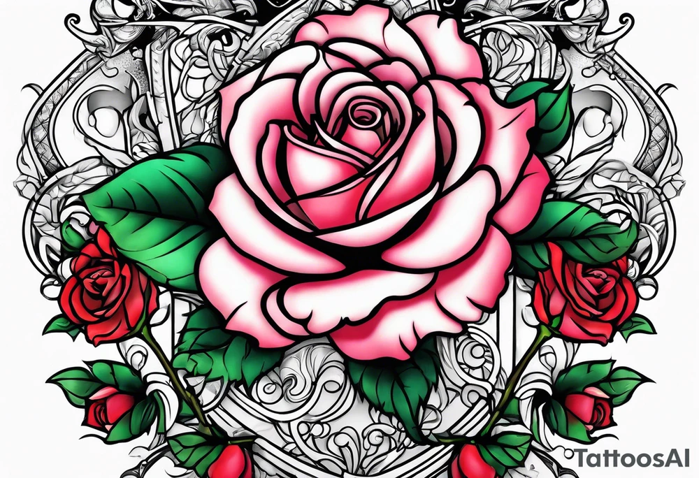 detroit city , with virgo symbol and roses tattoo idea