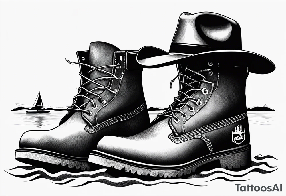 Keep it simple. A pair of timberland boots. two flip flops and a cowboyhat on the Beach. tattoo idea