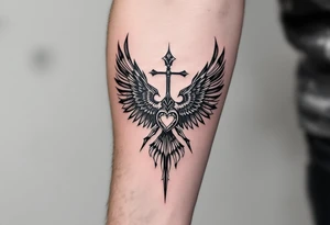 deux corbeau
épée 
un crane
un coeur tattoo idea