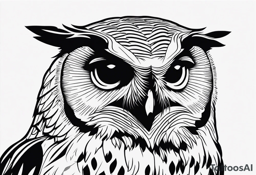 powerful owl, close-up tattoo idea