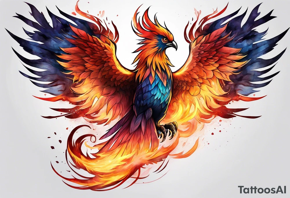 Phoenix flying out of fire tattoo idea