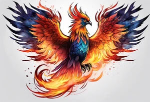 Phoenix flying out of fire tattoo idea
