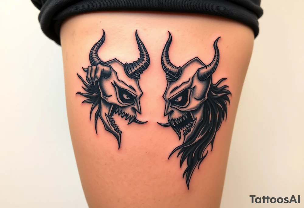 Something representing madness amd genius, good and evil, light and dark tattoo idea