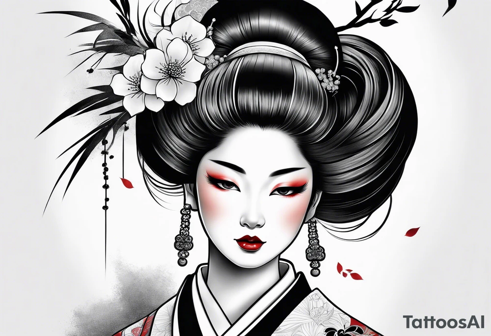 geisha girl traditional tattoo idea
