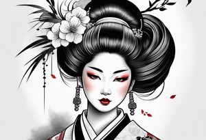 geisha girl traditional tattoo idea