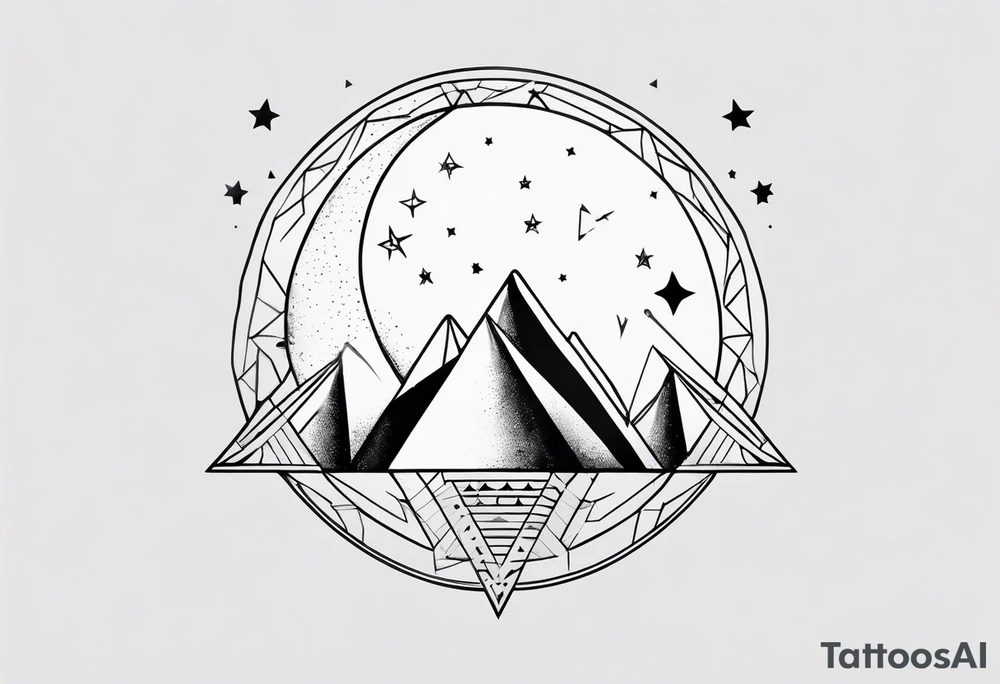 geometric simple moon with triangles and stars tattoo idea geometric simple moon with triangles and stars tattoo idea