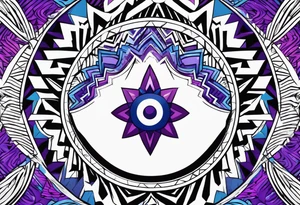 Blue and purple circle and zigzag tattoo idea