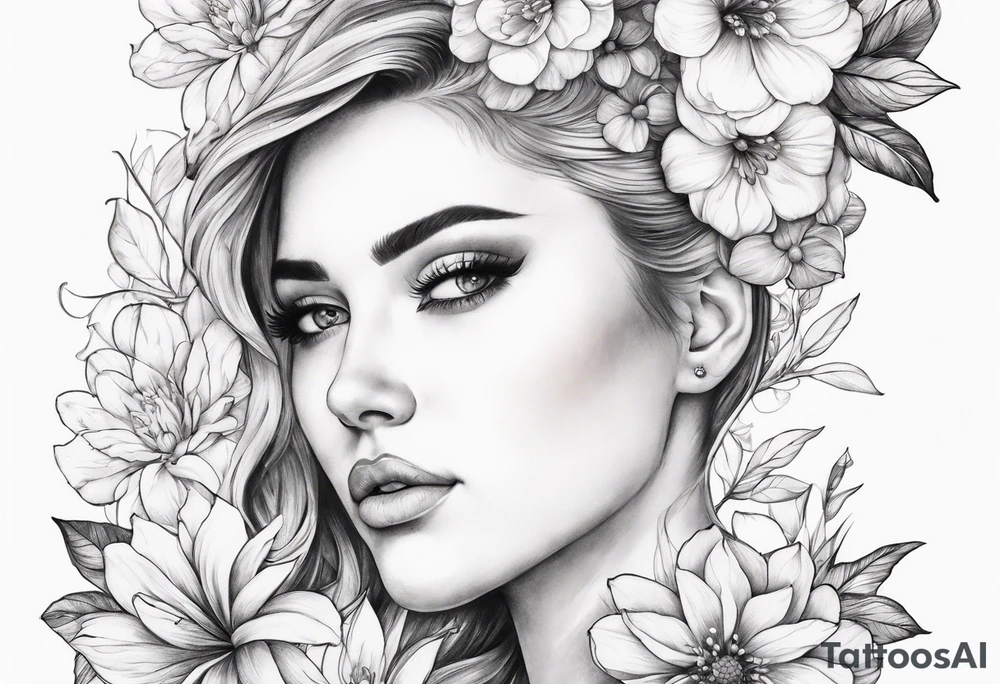 gentle flowers on front neck tattoo idea