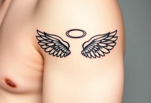 Angel wings with halo tattoo idea