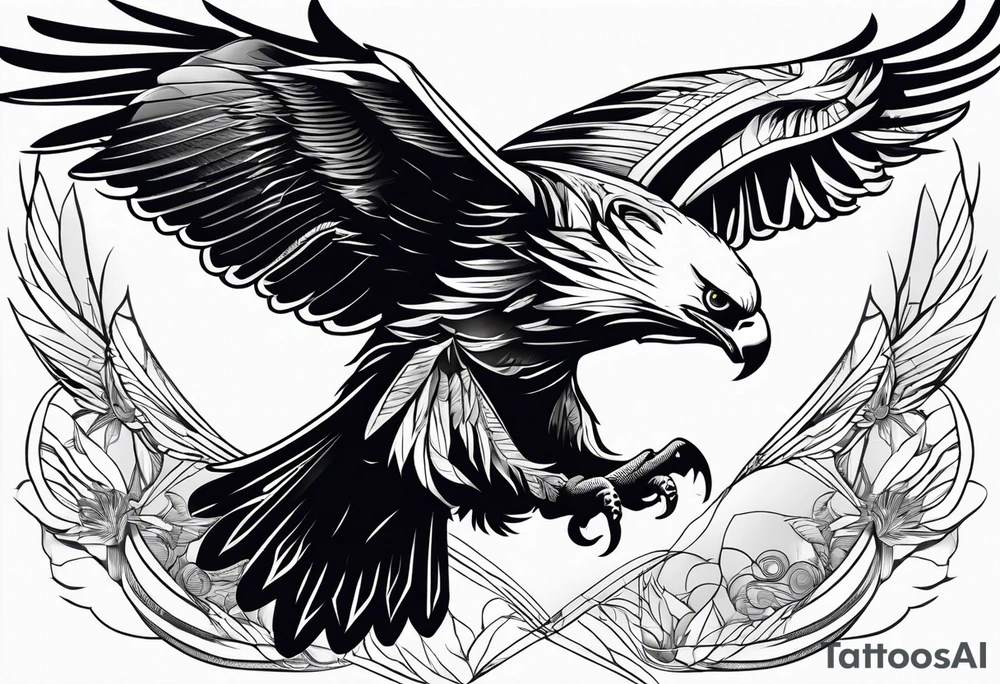 eagle full body fly vector tattoo idea