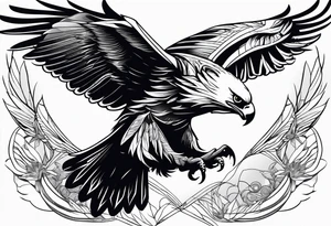 eagle full body fly vector tattoo idea