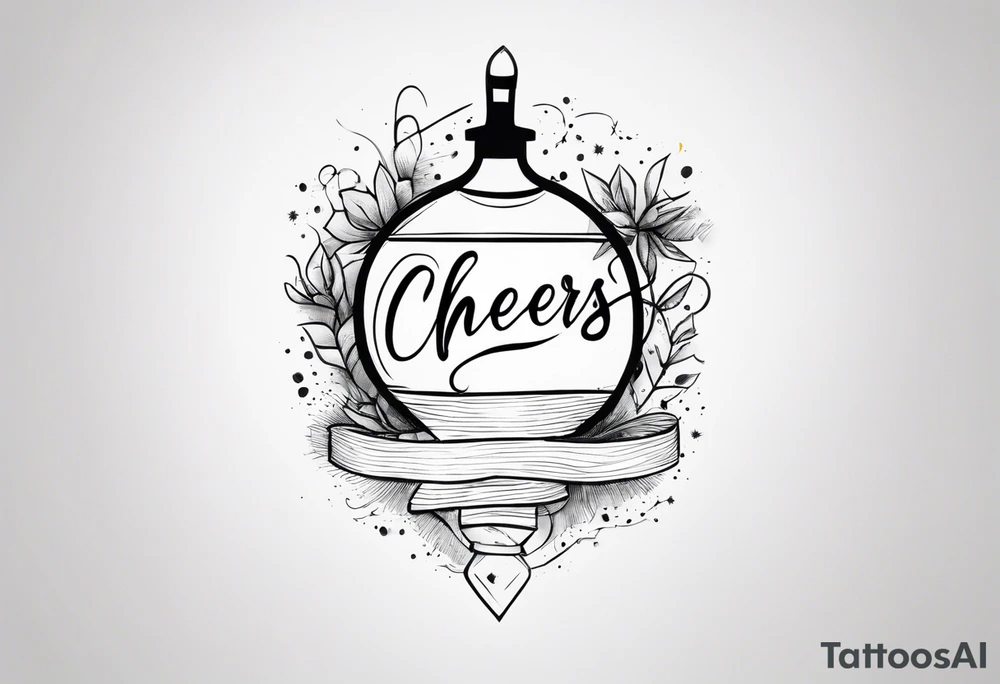 Cheers Mate text, armband +Cancer Ribbon +artistic tattoo idea