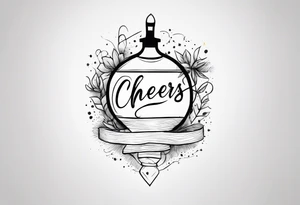 Cheers Mate text, armband +Cancer Ribbon +artistic tattoo idea