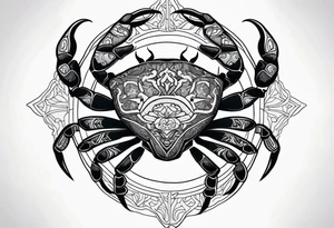 Zodiac crab inside life tree tattoo idea