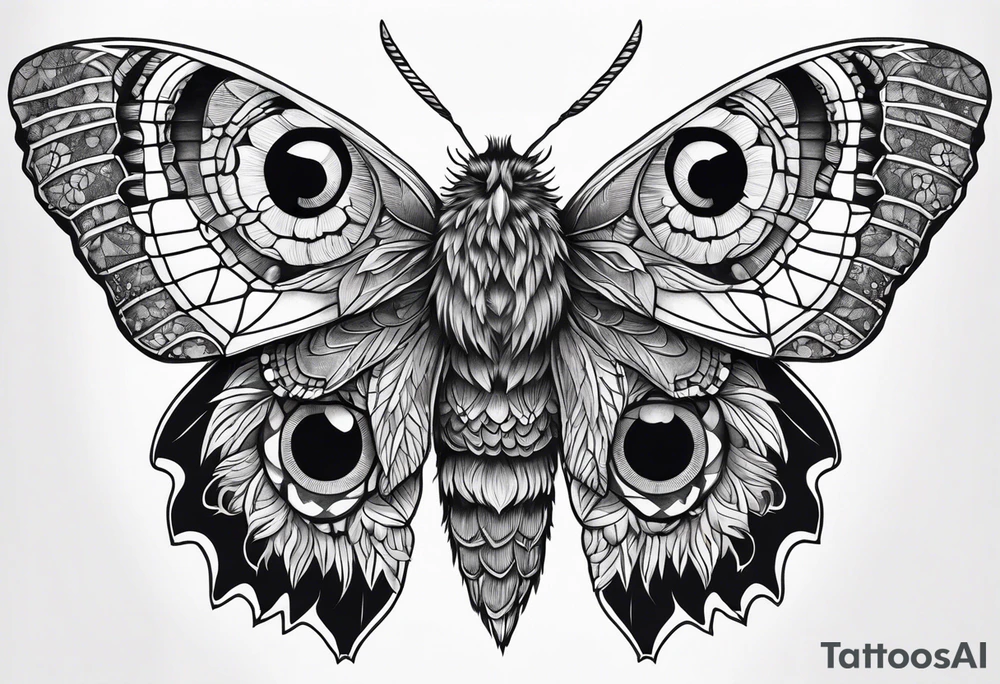 Dead head moth with owl eyes tattoo idea