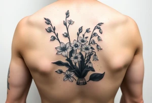 Larkspur and lily of the valley bouquet tattoo tattoo idea