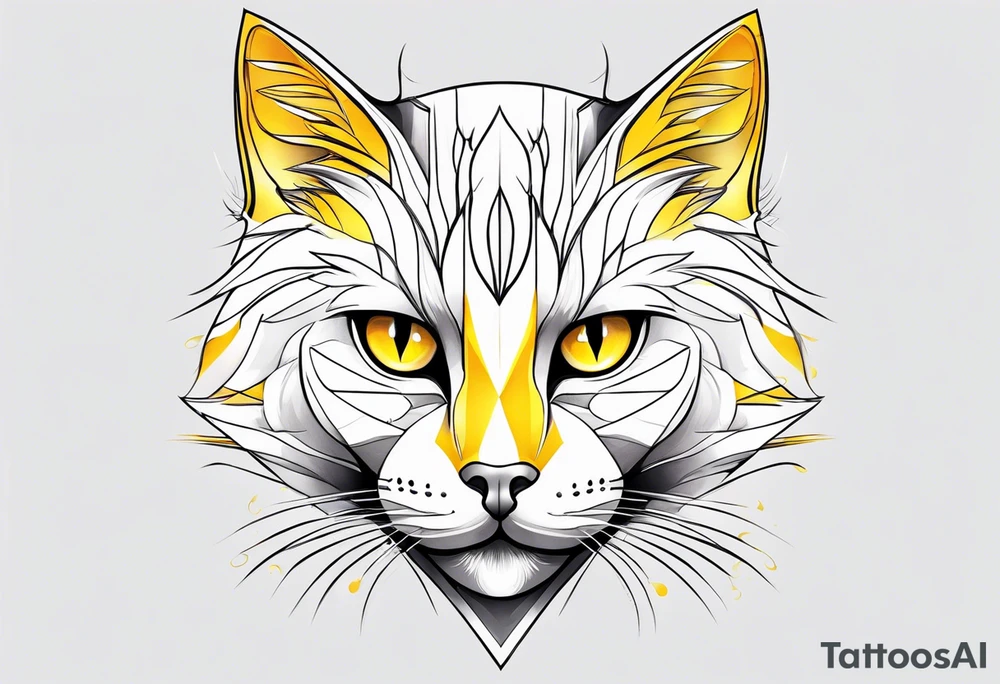Black cat with yellow eyes tattoo idea