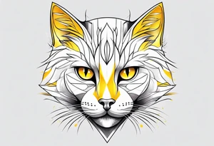 Black cat with yellow eyes tattoo idea