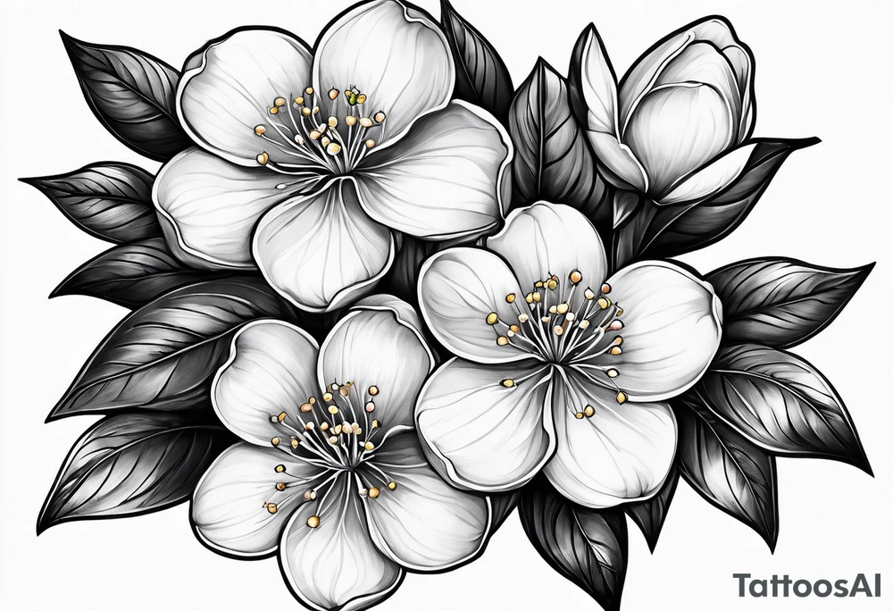 blackout apple blossoms in triangle tattoo idea