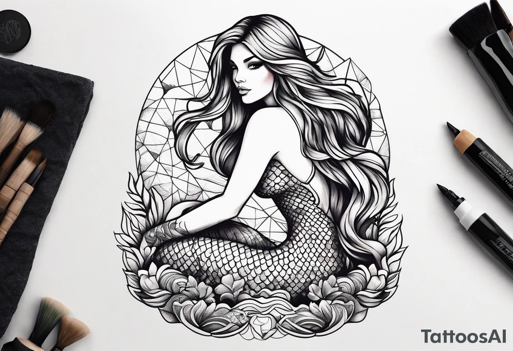mermaid sitting on a rock tattoo idea