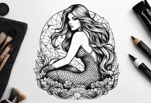 mermaid sitting on a rock tattoo idea