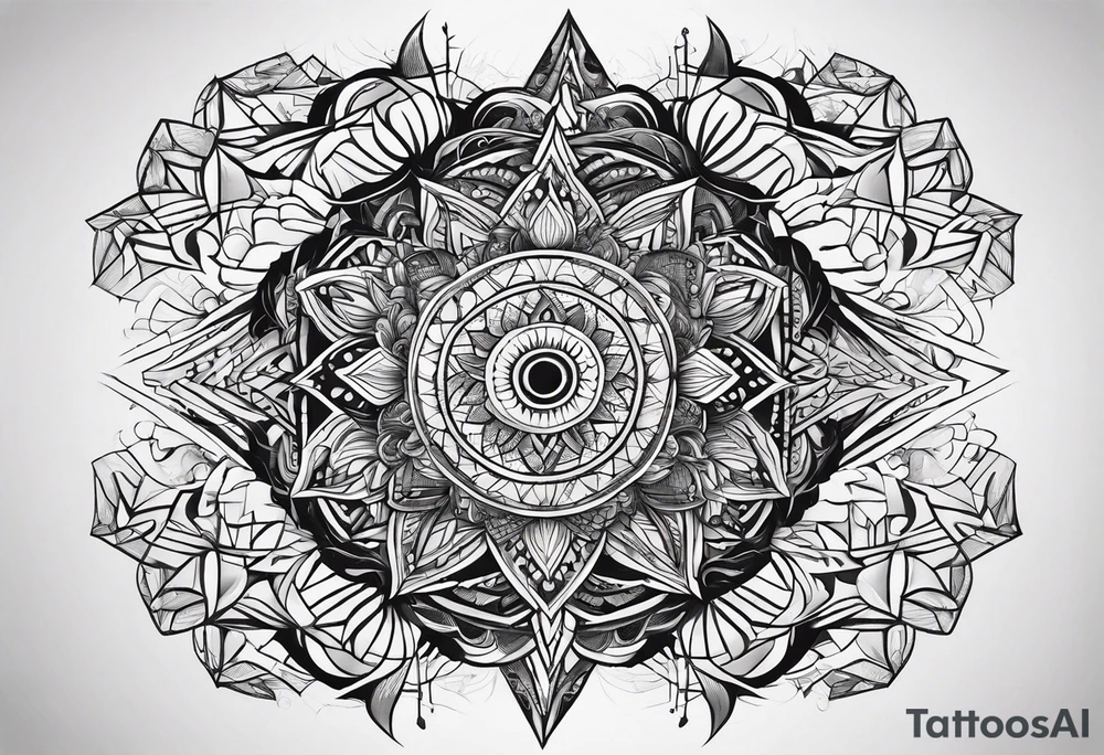 geometrical pattern middle object tattoo idea